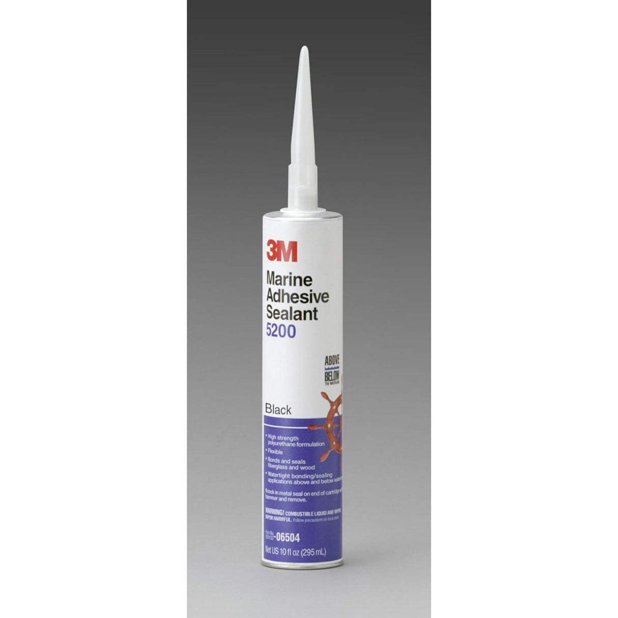3M 5200 Marine Adhesive Sealant, Black, 10 fl oz Cartridge (06504) (7000042727) (12 Pack)