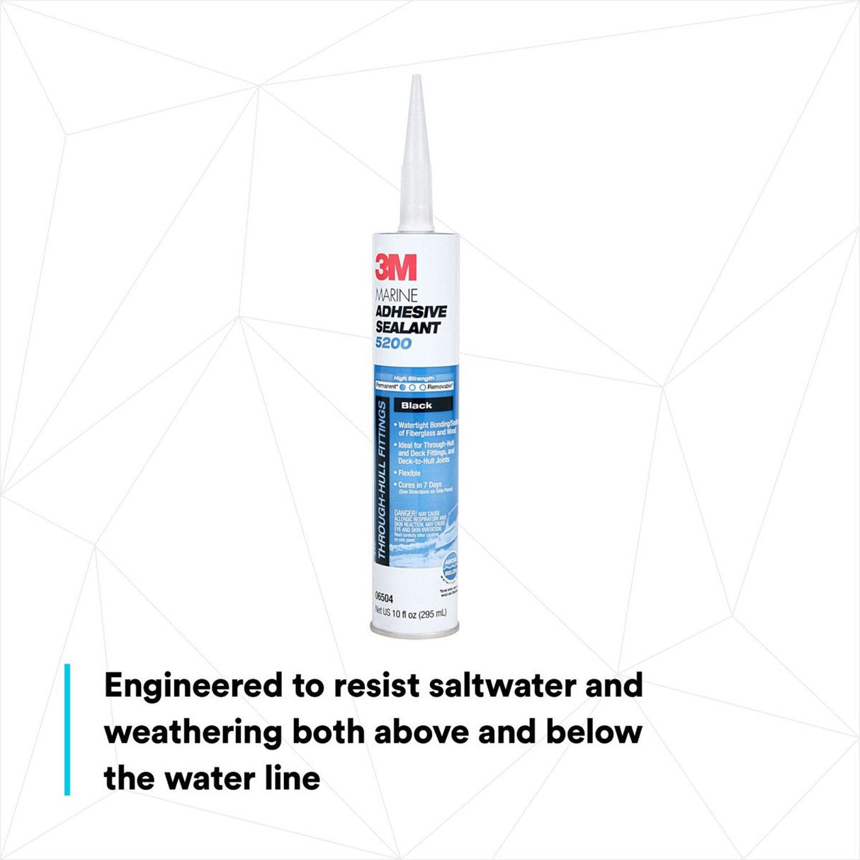 3M 5200 Marine Adhesive Sealant, Black, 10 fl oz Cartridge (06504) (7000042727) (12 Pack) - 3
