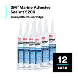 3M 5200 Marine Adhesive Sealant, Black, 10 fl oz Cartridge (06504) (7000042727) (12 Pack) - 7