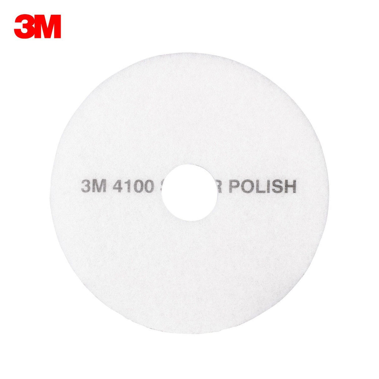 3M 4100 White Super Polish Floor Pad, Center Hole, Fine, White, 14 in (7000042731) (5 Pack)