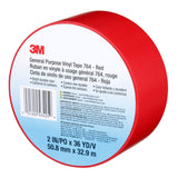 3M 764 General Purpose Vinyl Tape, Red, 2 in x 36 yd (7000042793) (24 Pack) - 7