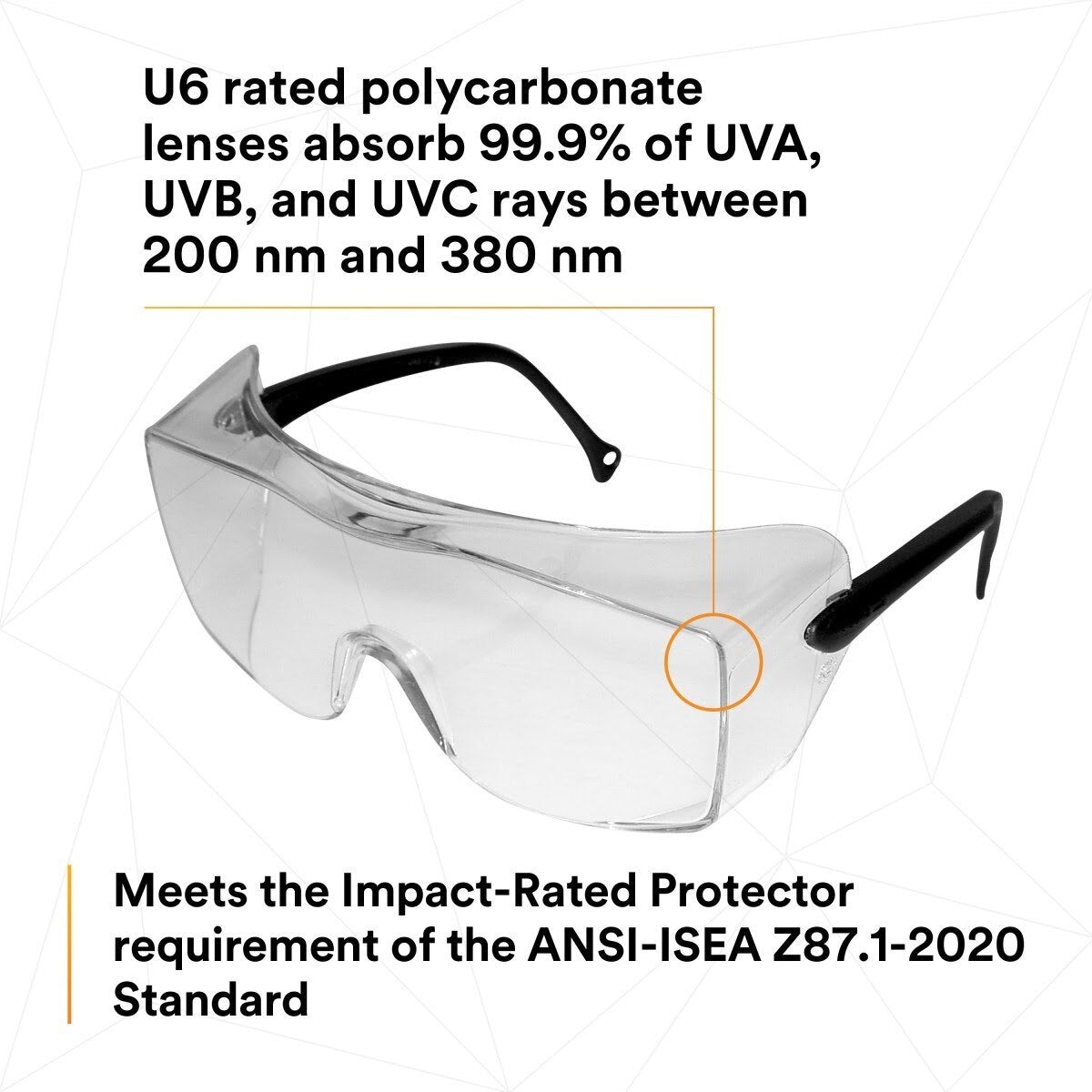 3M 12163-00000-20 OX Protective Eyewear, Clear AF Lens, Black Secure Grip Temple (7000042891) (20 Pack) - 7