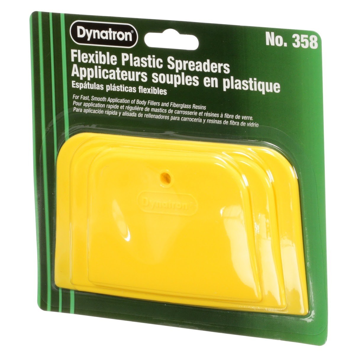 3M 00358 Flexible Plastic Spreaders, Yellow, 3 Sizes 4 in 5 in 6 in for Body Fillers Putties Glazes (7000045476) (72 Pack) - 3