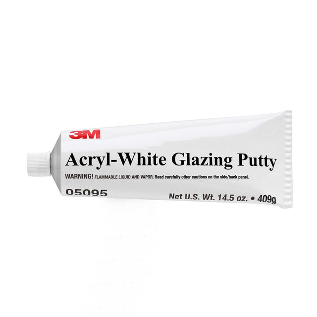 3M 05095 Acryl-White Glazing Putty, White, 14.5 oz Tube for Automotive and Marine Finishes (7000045479)