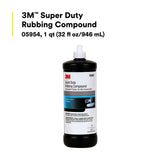 3M 05954 Super Duty Rubbing Compound, 1 qt 32 fl oz/946 mL, Body Shop Safe, No Waxes or Silicones (7000045494) (6 Pack) - 9