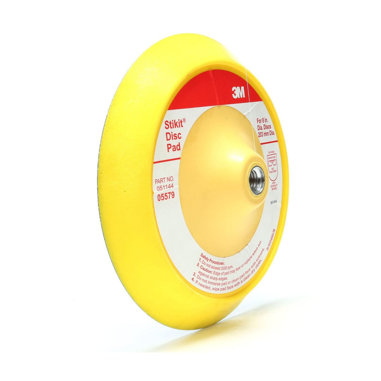 3M 05579 Stikit PSA Abrasive Disc Back-up Pad, Medium Density, Yellow, 8 in (7000045658) - 3