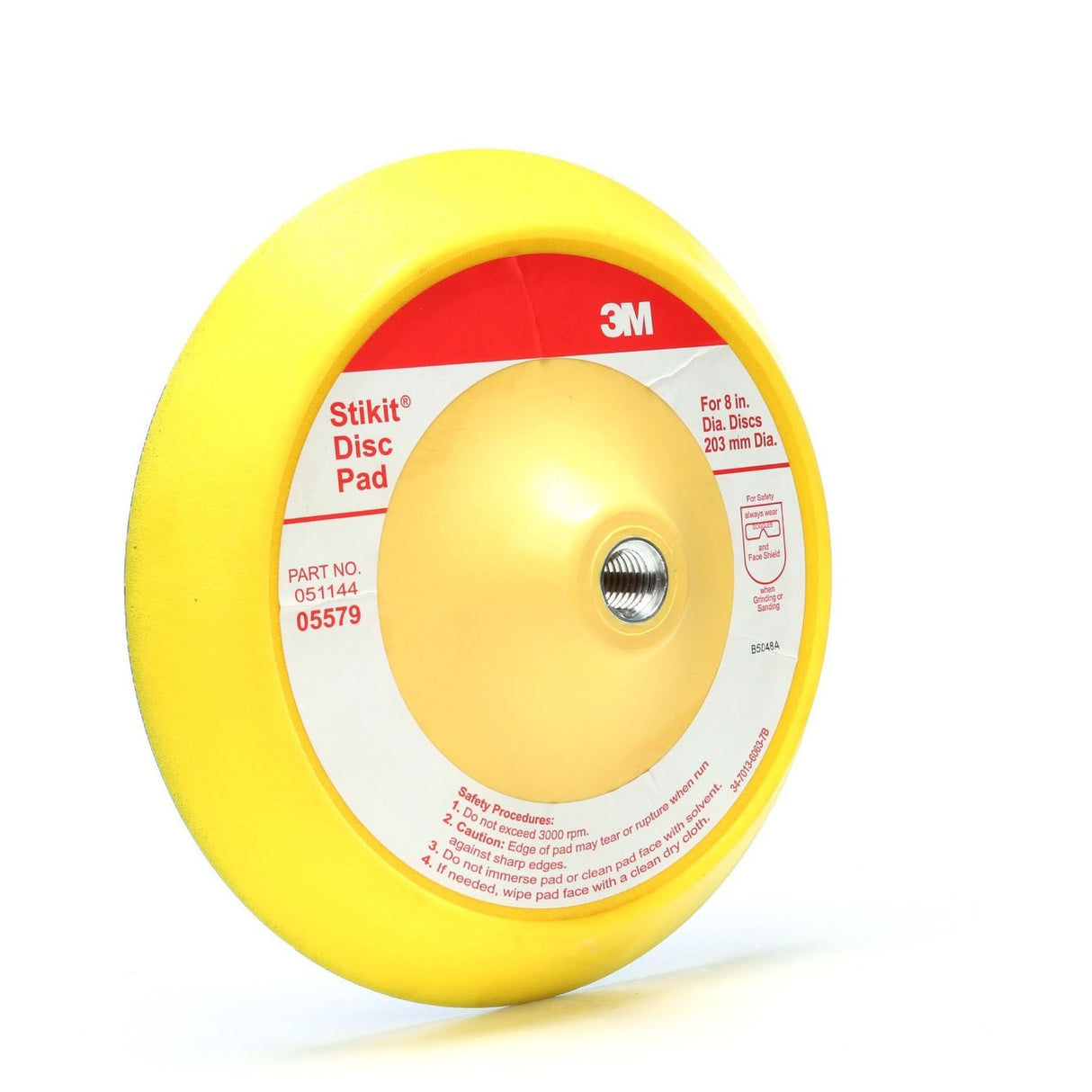 3M 05579 Stikit PSA Abrasive Disc Back-up Pad, Medium Density, Yellow, 8 in (7000045658) - 5