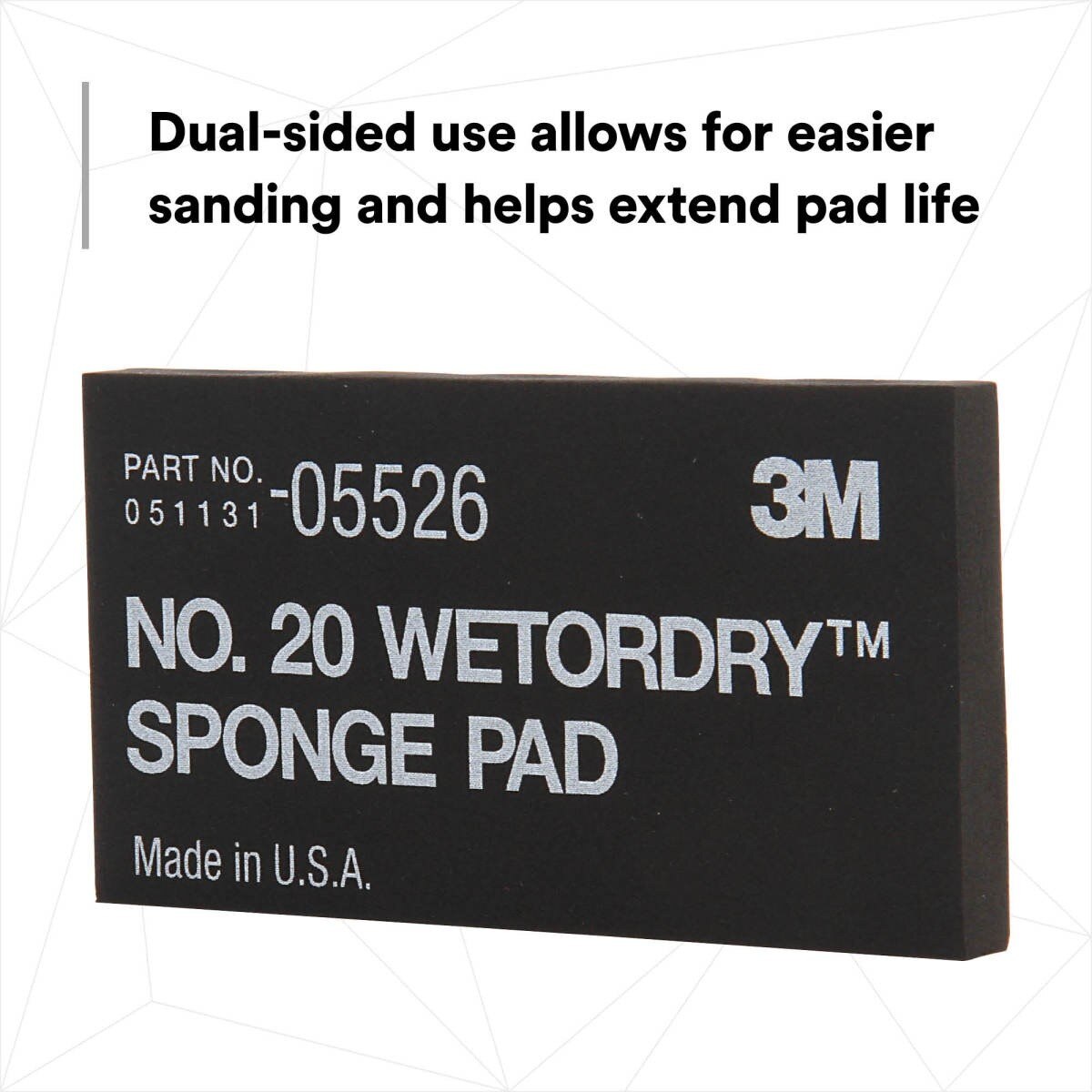 3M 05526 Sponge Pad 20 Flexible Soft Black 5-1/2 in x 2-3/4 in x 3/8 in (7000045663) (50 Pack) - 5