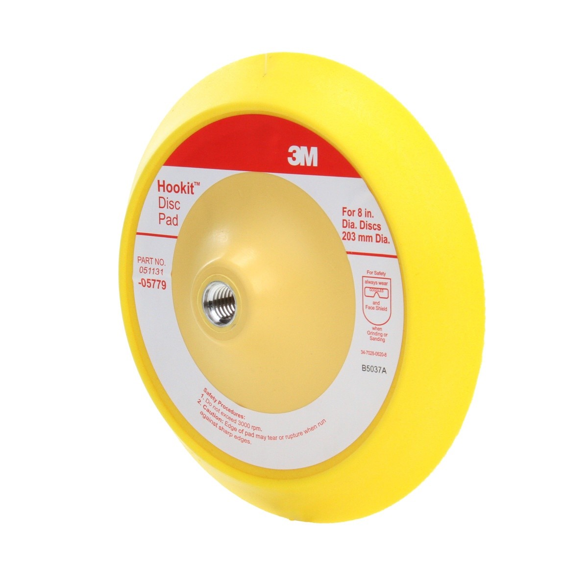3M 05779 Hookit Abrasive Disc Pad, Medium Density Foam, Yellow, 8 in, 5/8-11 INT (7000045671) - 3