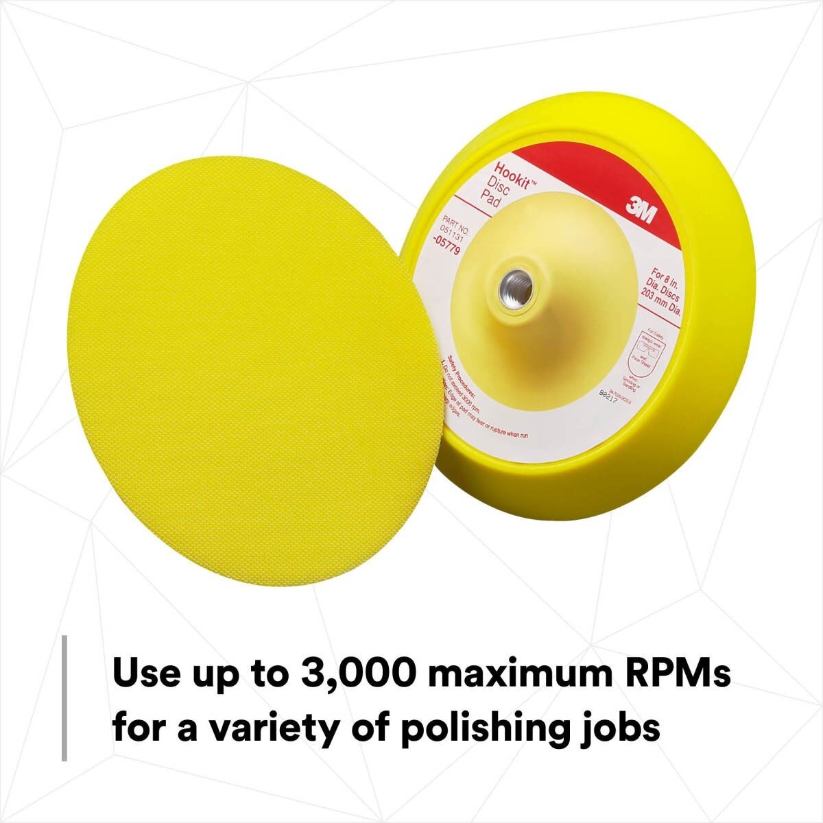 3M 05779 Hookit Abrasive Disc Pad, Medium Density Foam, Yellow, 8 in, 5/8-11 INT (7000045671) - 7