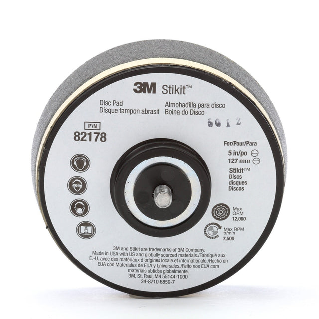 3M 82178 Stamark Disc Pad, PSA, Black, 5 in x 1-1/4 in, 5/16-24 External (7000045672) (10 Pack)
