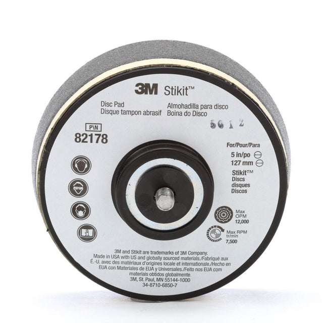 3M 82178 Stamark Disc Pad, PSA, Black, 5 in x 1-1/4 in, 5/16-24 External (7000045672) (10 Pack)