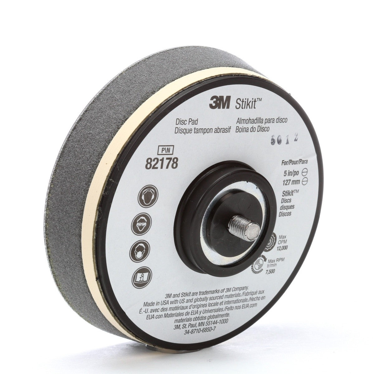 3M 82178 Stamark Disc Pad, PSA, Black, 5 in x 1-1/4 in, 5/16-24 External (7000045672) (10 Pack) - 2