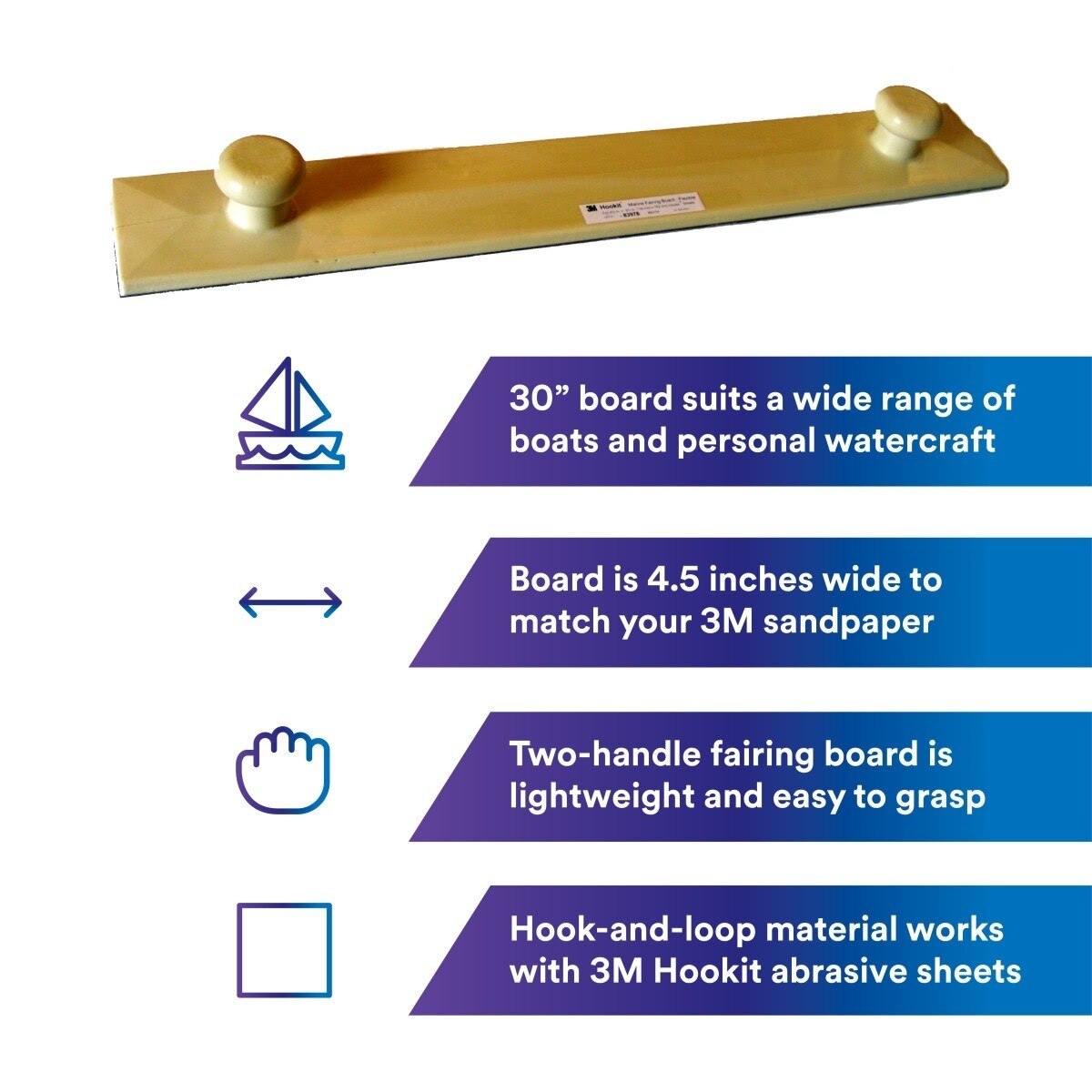 3M 83978 Hookit Marine Fairing Board, Flexible, 4 1/2 in x 30 in (7000045685) - 2