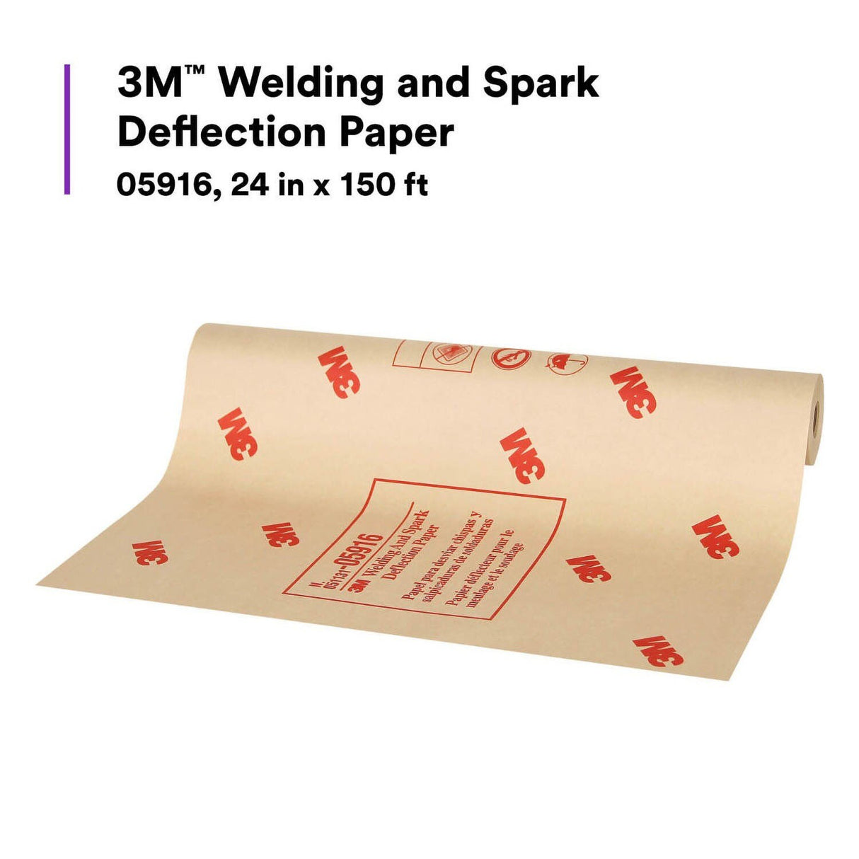 3M 05916 Welding and Spark Deflection Paper, Flame Retardant, Adhesive Backing, Repositionable, Brown, 24 in x 150 ft (7000045694) (2 Pack) - 2