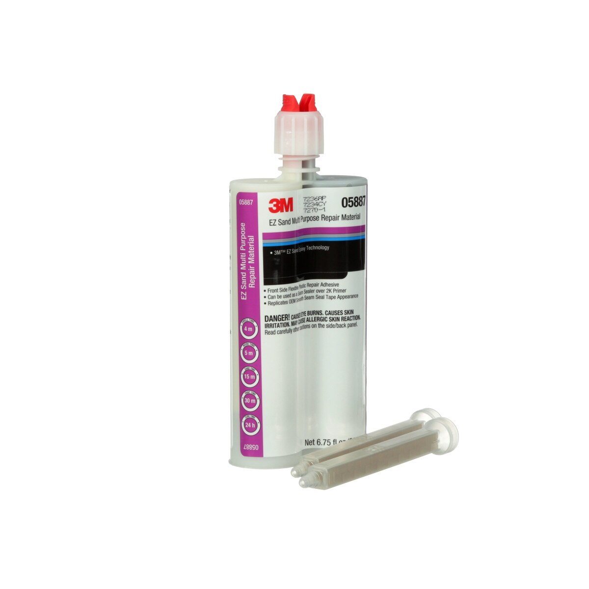 3M EZ Sand Multi Purpose Repair Material, Ready-To-Use Two-Part Epoxy Finishing Adhesive, White Gray, 200 mL 6.75 fl oz Cartridge (05887) (7000045776) (6 Pack) - 3