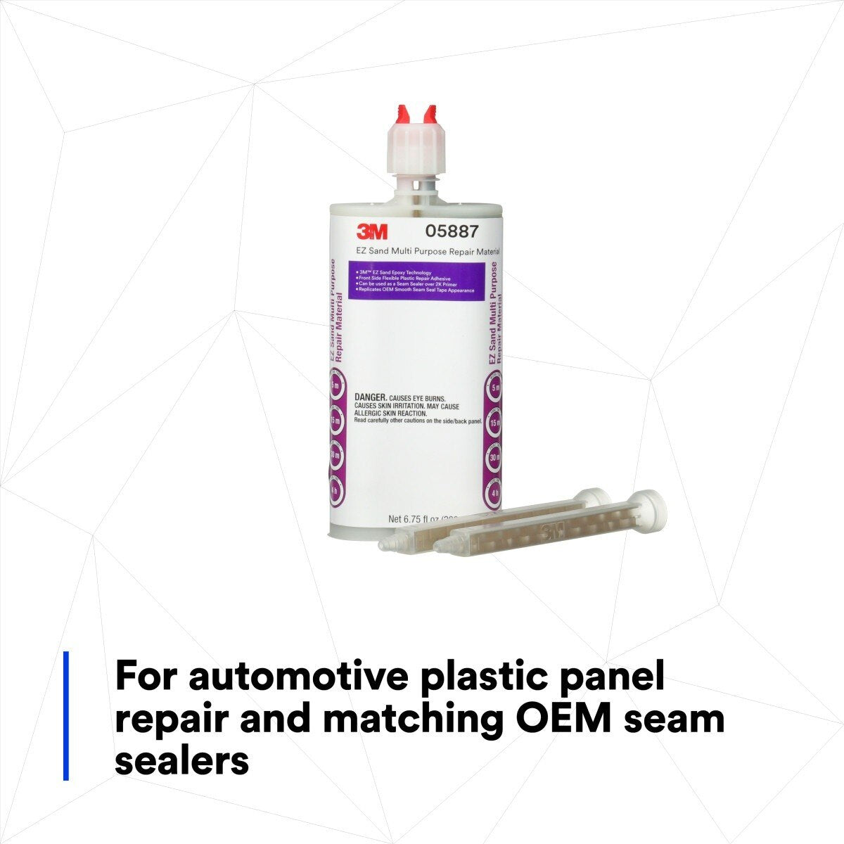 3M 05887 EZ Sand Multi Purpose Repair Material, Ready-To-Use Two-Part Epoxy Finishing Adhesive, White Gray, 200 mL 6.75 fl oz Cartridge (7000045776) - 6
