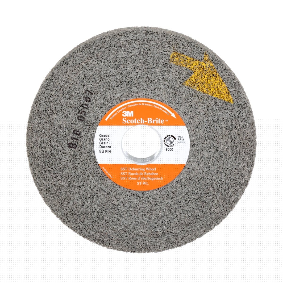 3M ST-WL Scotch-Brite SST Deburring Wheel, 8S Fine, Gray, 6 in x 1 in x 1 in (7000045851) (3 Pack)