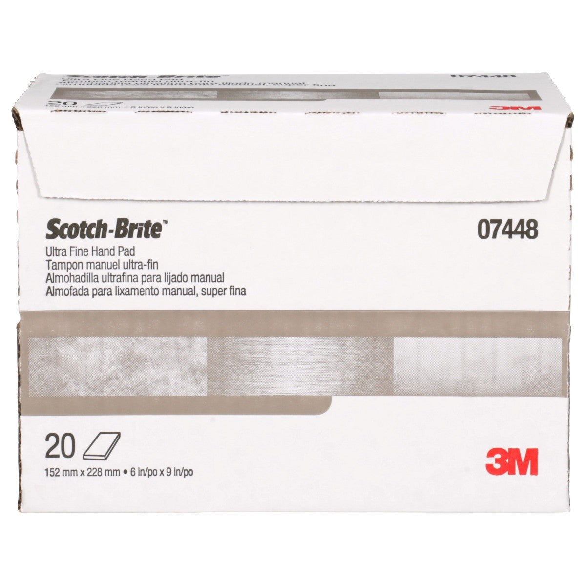 3M HP-HP 7448 07448 Scotch-Brite Ultra Fine Hand Pad, SiC, Gray, 6 in x 9 in (7000045983) (20 Pack) - 5