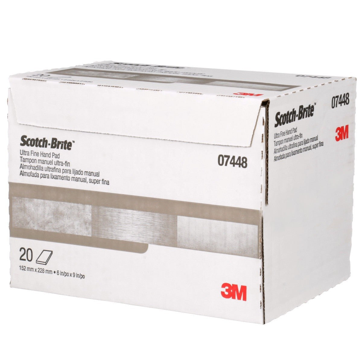 3M HP-HP 7448 07448 Scotch-Brite Ultra Fine Hand Pad, SiC, Gray, 6 in x 9 in (7000045983) (20 Pack) - 7
