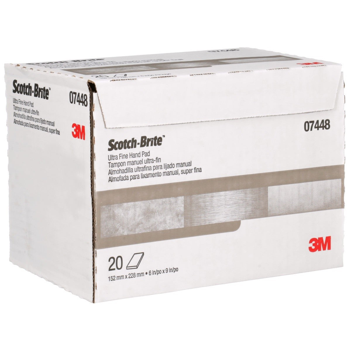 3M HP-HP 7448 07448 Scotch-Brite Ultra Fine Hand Pad, SiC, Gray, 6 in x 9 in (7000045983) (20 Pack) - 8