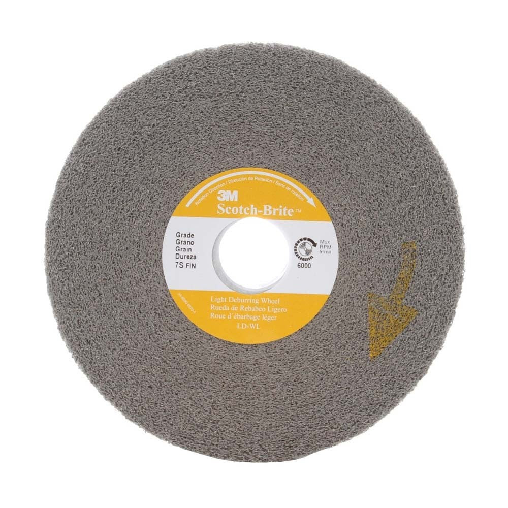 3M LD-WL Scotch-Brite Light Deburring Wheel, Silicon Carbide, 6000 rpm, 6" Diameter x 1/2" Width, 1" Arbor, 8S Fine Grit (7000046057) (4 Pack)