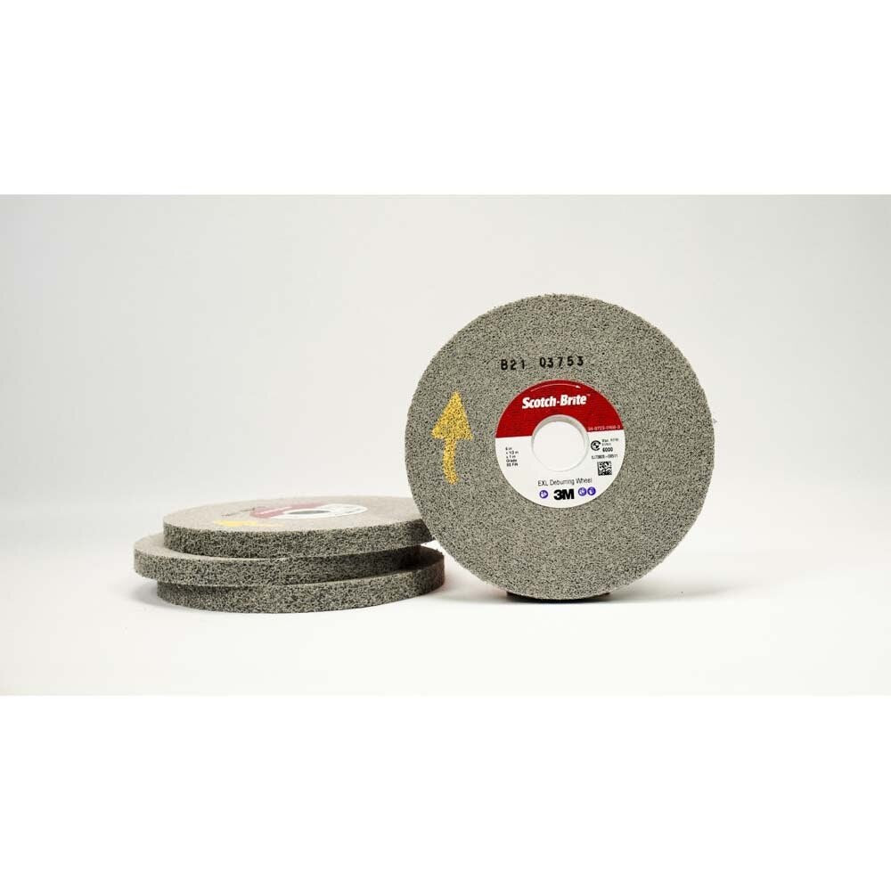 3M XL-WL Scotch-Brite EXL Deburring Wheel, 6 in x 1/2 in x 1 in 9S FIN (7000046069) (4 Pack) - 3
