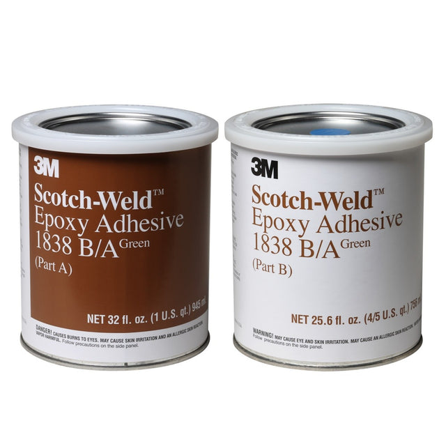 3M 1838 Scotch-Weld Epoxy Adhesive, Green, Part B/A, 1 qt Kit (7000046340) (6 Pack)