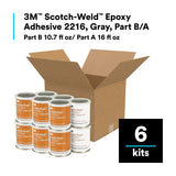 3M 2216 Epoxy Adhesive Kit, Gray, Part B/A, 1 Pint (7000046358) (6 Pack) - 6