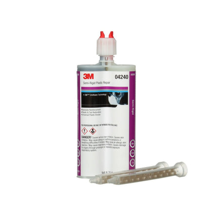 3M 4240 Semi-Rigid Plastic Repair, Two-Part Urethane Plastic Repair Adhesive, Dual Syringe, 200 mL Cartridge (7000046371) (6 Pack)
