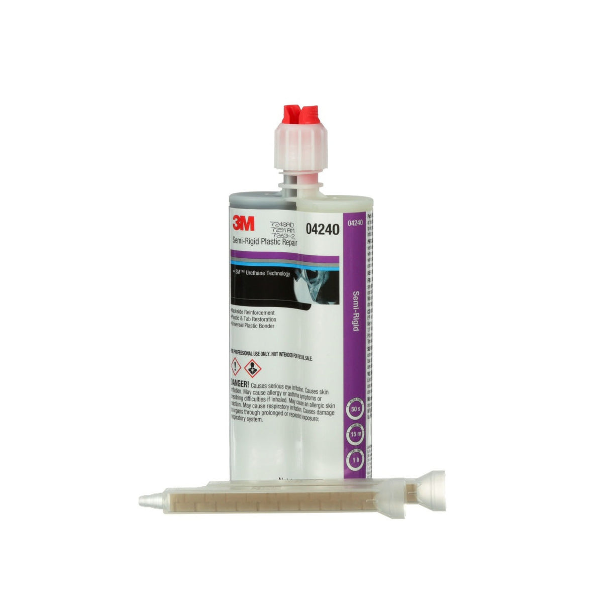 3M 4240 Semi-Rigid Plastic Repair, Two-Part Urethane Plastic Repair Adhesive, Dual Syringe, 200 mL Cartridge (7000046371) (6 Pack) - 3