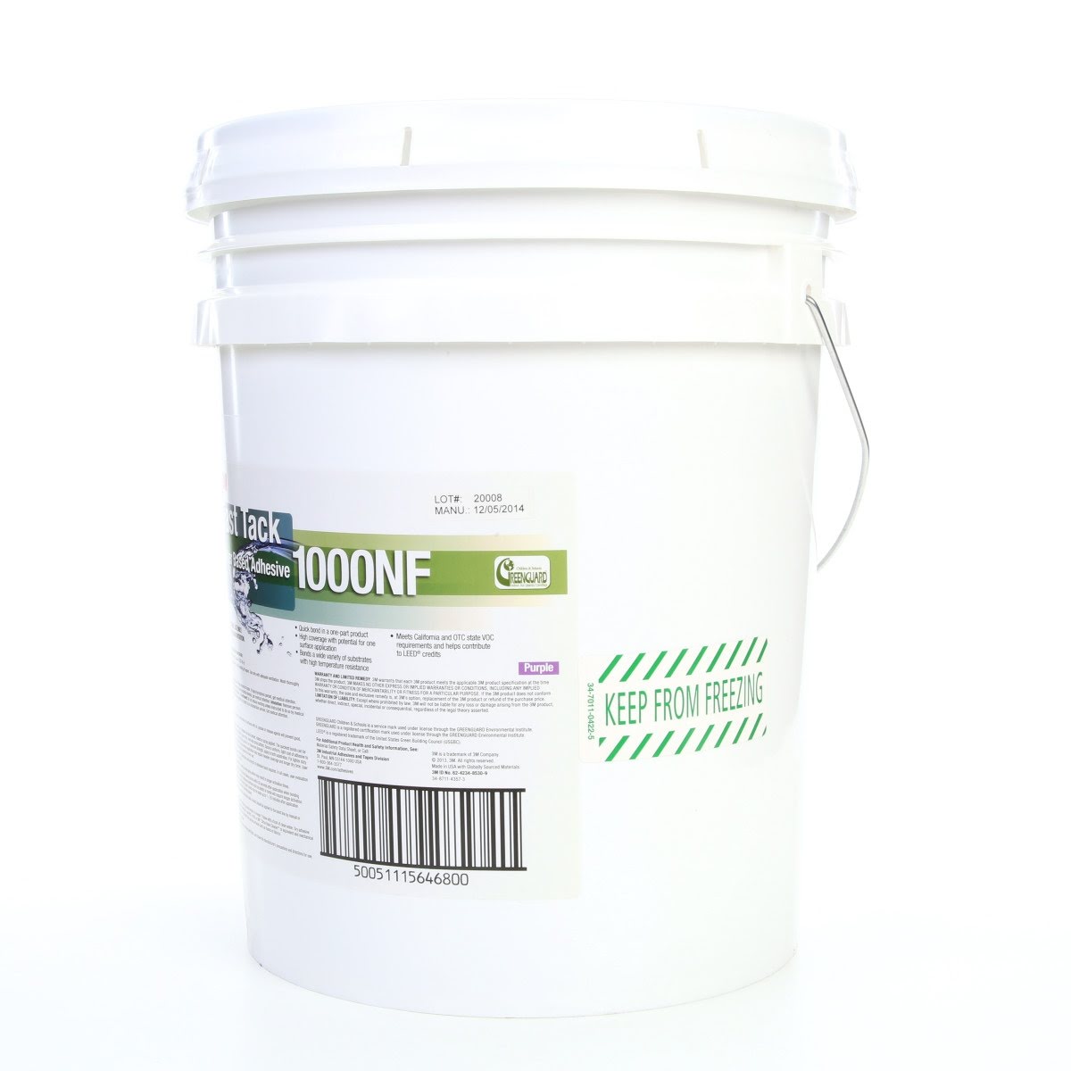 3M 51115646805 Fast Tack Water Based Adhesive, Purple, 5 Gallon Pail (1000NF) (7000046563) (5 Pack) - 3