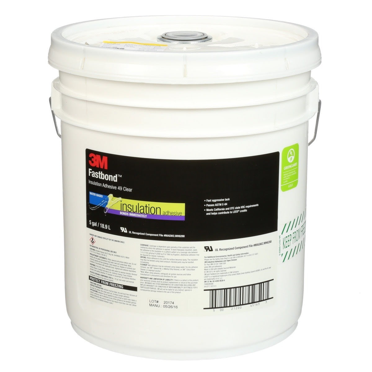 3M 49 Fastbond Insulation Adhesive, Clear, 5 Gallon (7000046566)