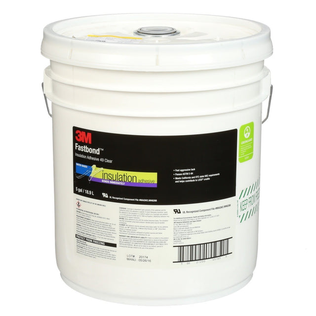 3M 49 Fastbond Insulation Adhesive, Clear, 5 Gallon (7000046566)