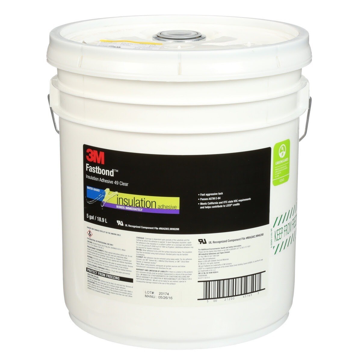 3M 49 Fastbond Insulation Adhesive, Clear, 5 Gallon (7000046566)