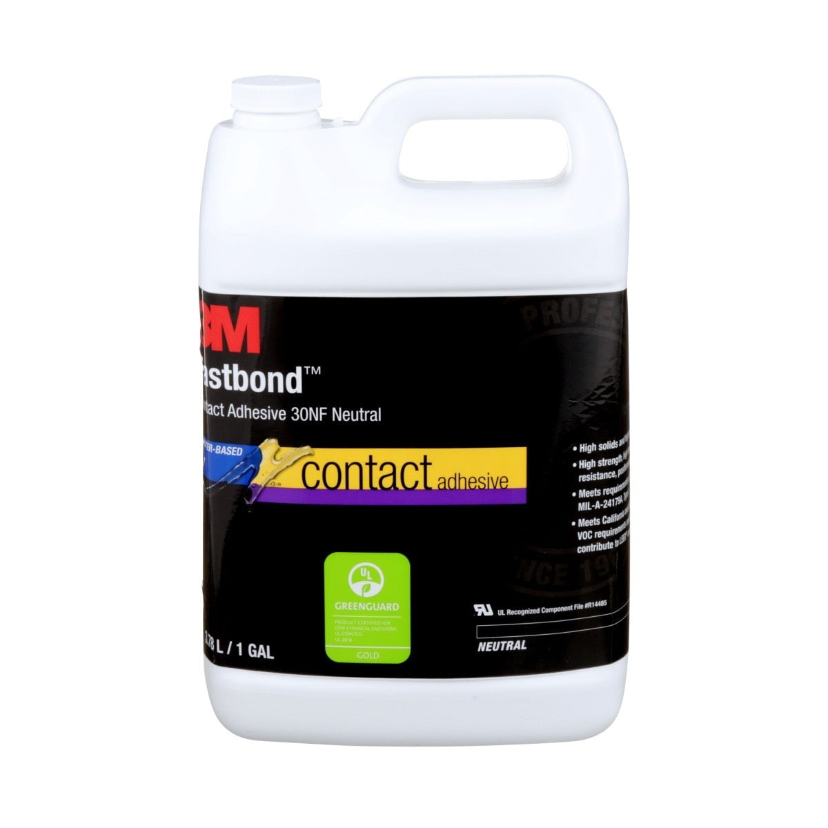 3M 30NF Fastbond Contact Adhesive, Neutral, Water-Based, 1 Gallon (21181) (7000046568) (4 Pack)