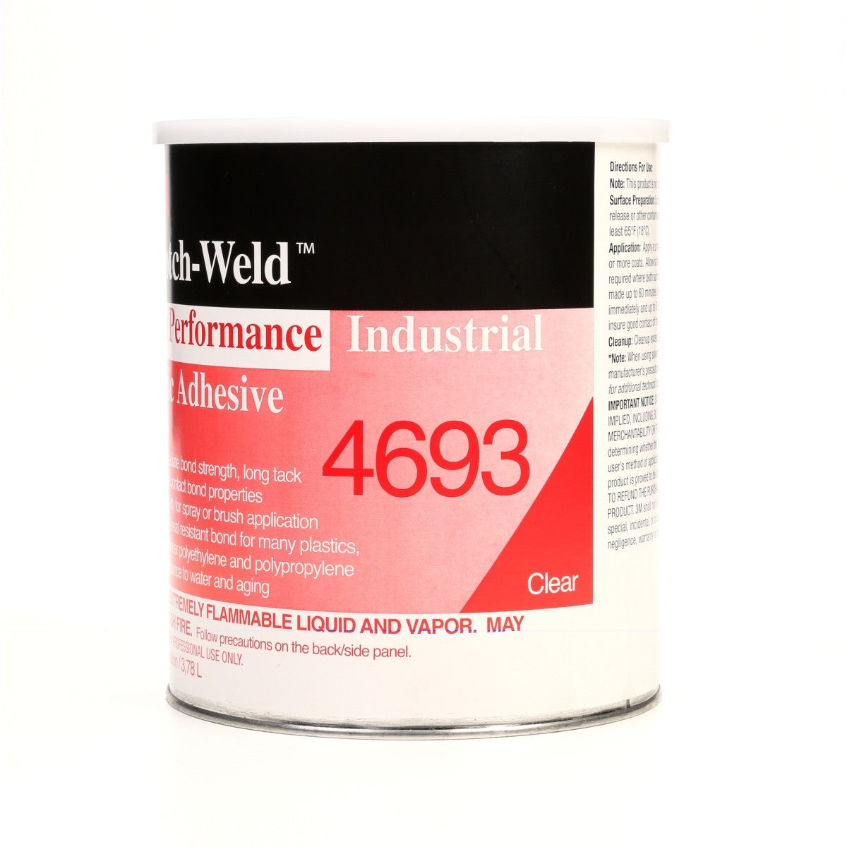 3M High Performance Industrial Plastic Adhesive, Light Amber, 1 Gallon (4693) (7000046575) (4 Pack) - 3
