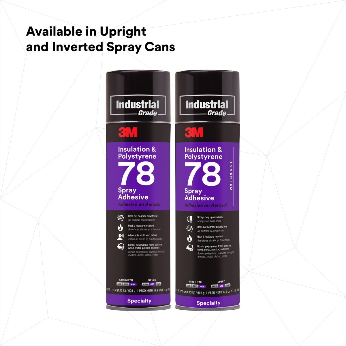 3M 78 41593 Polystyrene Foam Insulation Spray Adhesive, Clear, 24 fl oz Can, Net Wt 17.9 oz (7000046590) (12 Pack) - 7