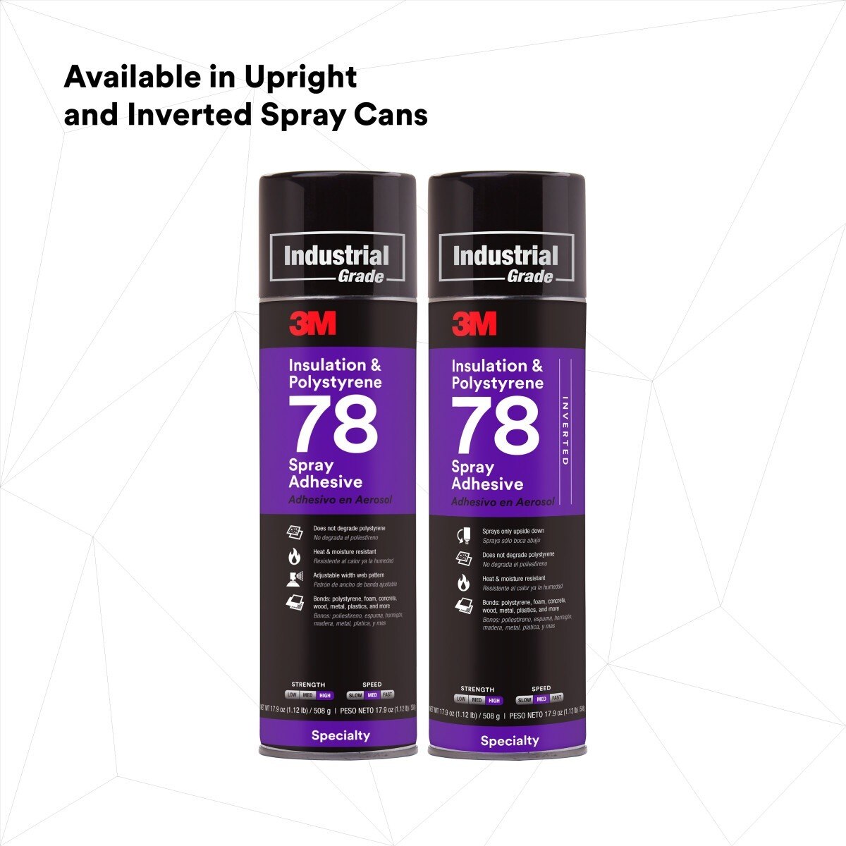 3M 78 41593 Polystyrene Foam Insulation Spray Adhesive, Clear, 24 fl oz Can, Net Wt 17.9 oz (7000046590) - 7