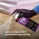 3M 78 41593 Polystyrene Foam Insulation Spray Adhesive, Clear, 24 fl oz Can, Net Wt 17.9 oz (7000046590) - 8