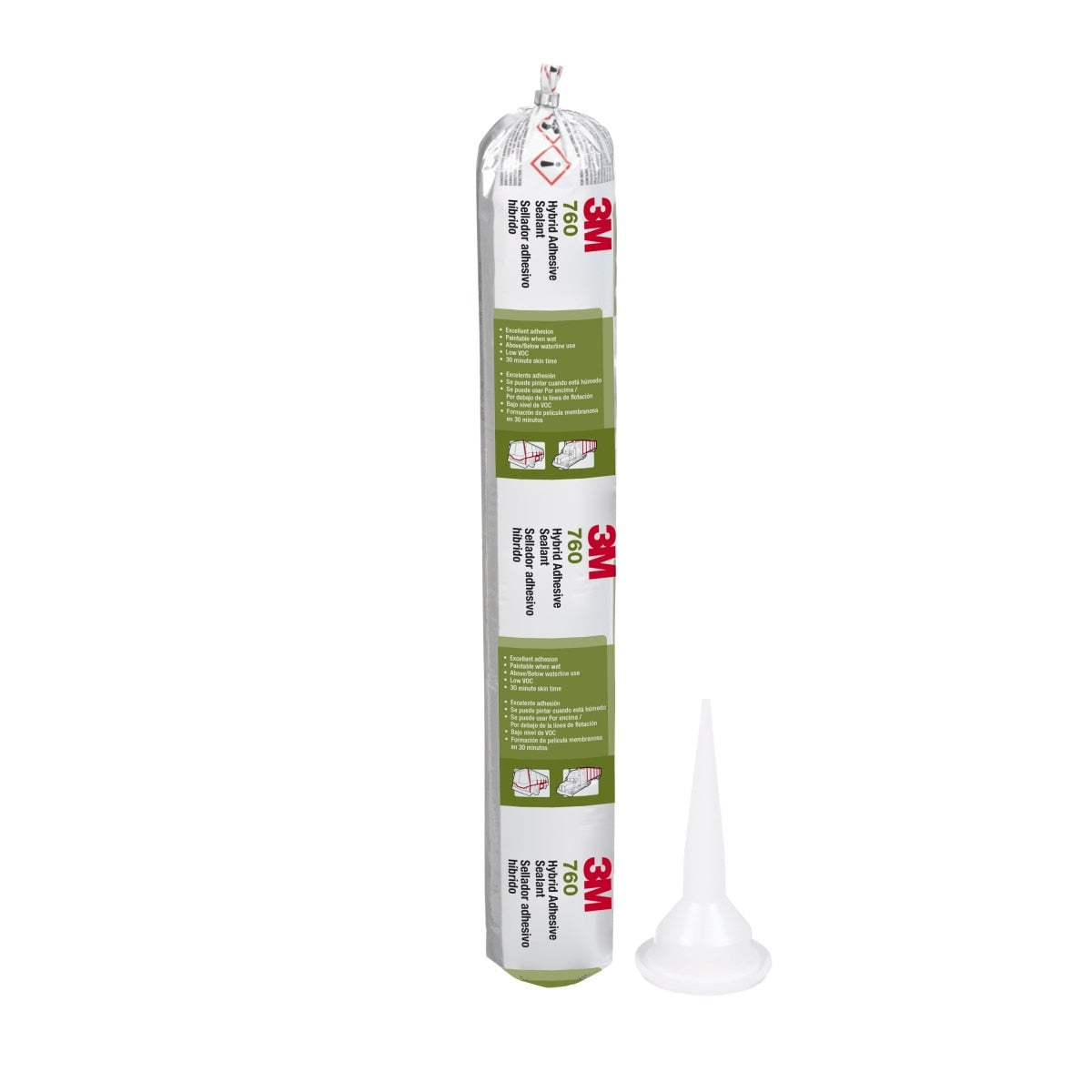 3M Adhesive Sealant 760 UV, White, 600 mL Sausage Pack (760 UV) (7000046609) (12 Pack) - 4