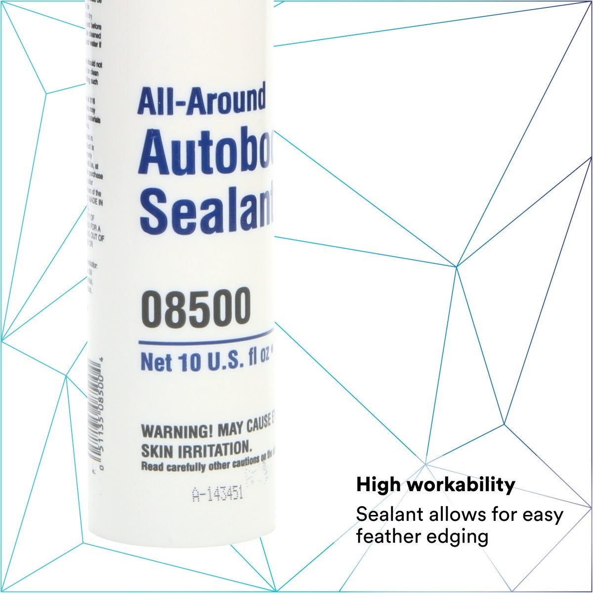 3M 08500 All-Around Autobody Sealant, Medium-Bodied, Water-Based, Quick-Drying, White, 1/10 gal 10 fl oz Cartridge (7000046622) (12 Pack) - 7