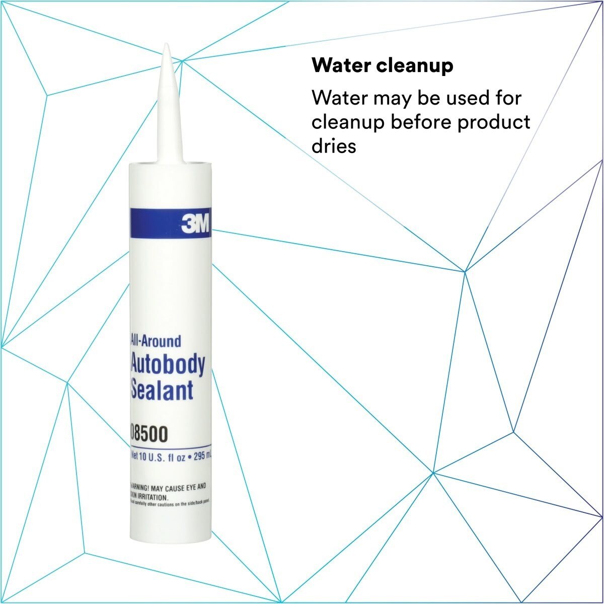 3M 08500 All-Around Autobody Sealant, Medium-Bodied, Water-Based, Quick-Drying, White, 1/10 gal 10 fl oz Cartridge (7000046622) (12 Pack) - 8