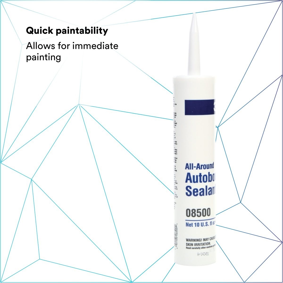 3M 08500 All-Around Autobody Sealant, Medium-Bodied, Water-Based, Quick-Drying, White, 1/10 gal 10 fl oz Cartridge (7000046622) (12 Pack) - 9