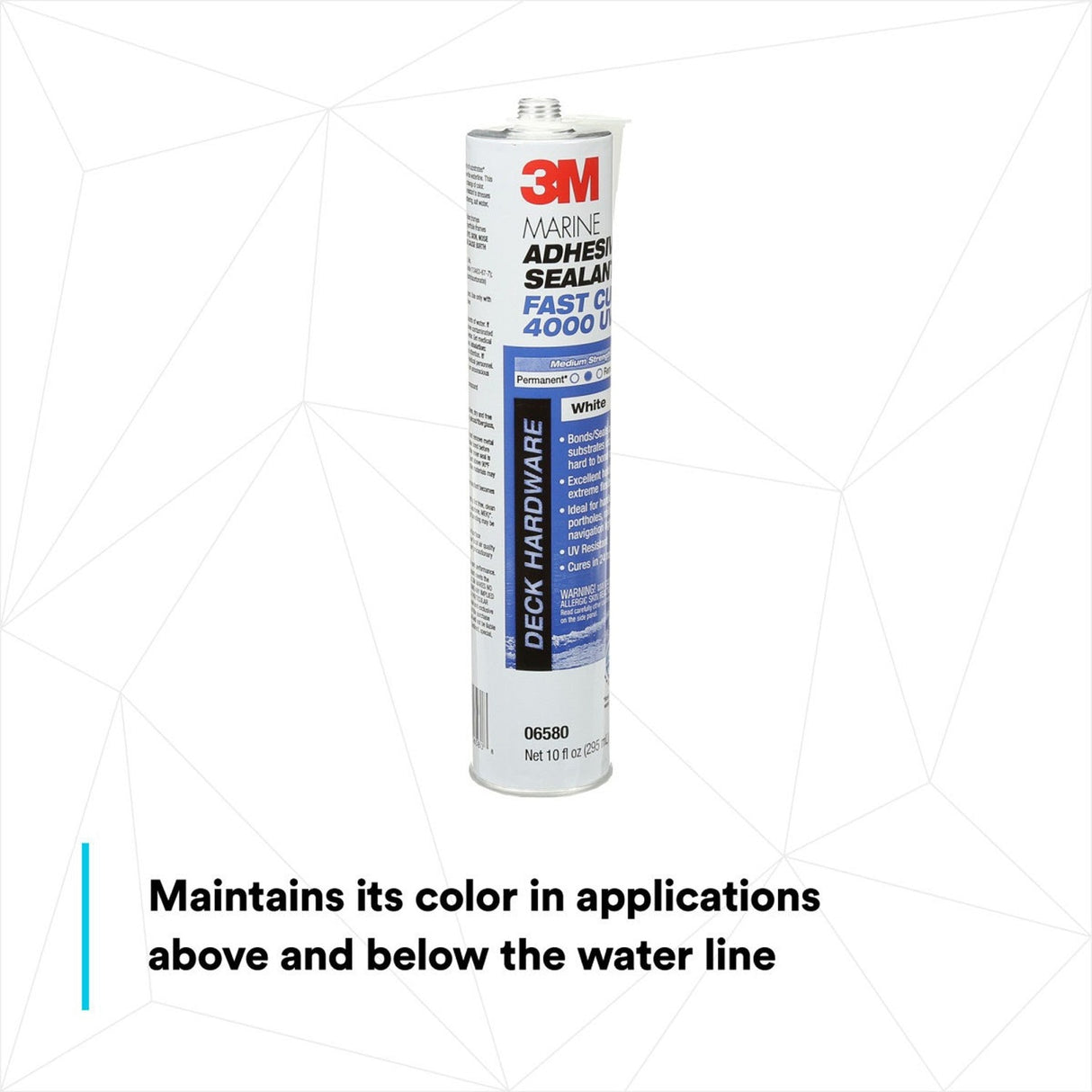 3M 4000 UV Marine Adhesive Sealant Fast Cure, White, Medium Strength, UV Resistant, 295 mL Cartridge, 10 fl oz (6580) (7000046623) (12 Pack) - 5