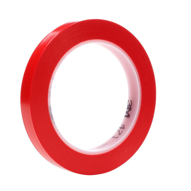 3M 471 Vinyl Tape, Red, 1/2 in x 36 yd, 5.2 mil (7000047451) (72 Pack)
