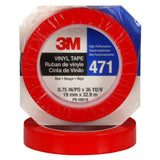 3M 471 Vinyl Tape, Red, 3/4 in x 36 yd, 5.2 mil (7000047452) (48 Pack) - 5