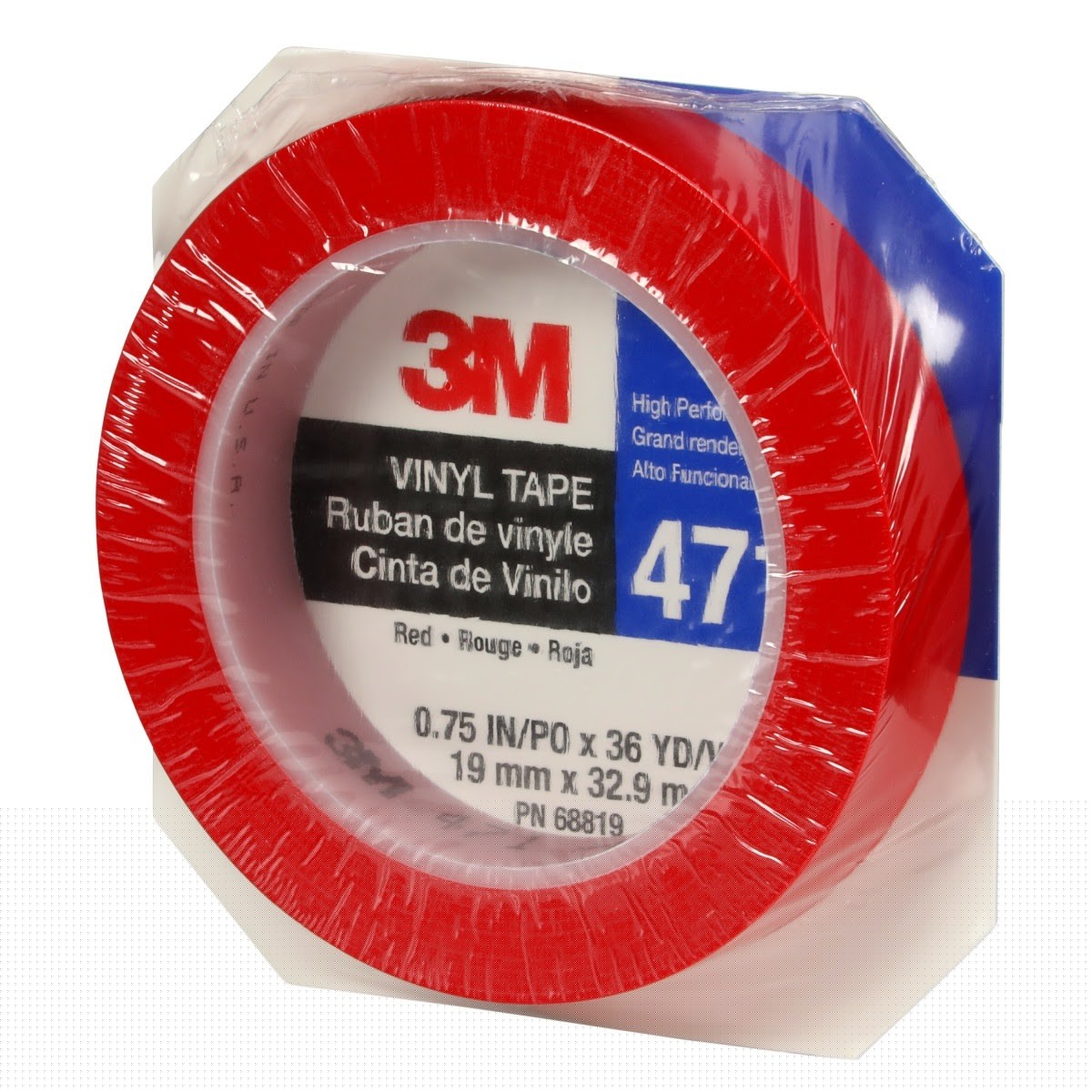 3M 471 Vinyl Tape, Red, 3/4 in x 36 yd, 5.2 mil (7000047452) (48 Pack) - 7
