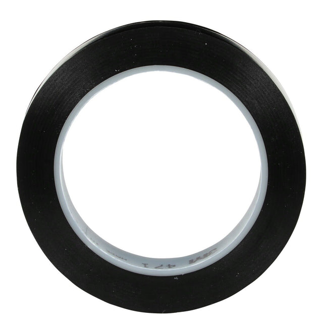 3M 471 Vinyl Tape, Black, 3/4 in x 36 yd, 5.2 mil (7000047457) (48 Pack)