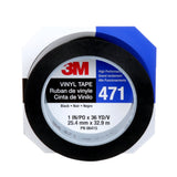3M 471 Vinyl Tape, Rubber Adhesive, Black, 1 in x 36 yd, 5.2 mil (7000047458) (36 Pack) - 7